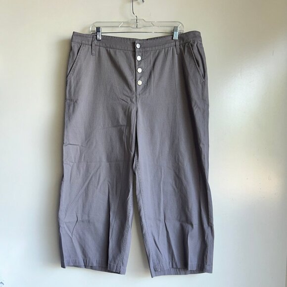 J. CREW Grey Button-Fly Wide Leg Crop Twill Pants Size 16 - Picture 2 of 13
